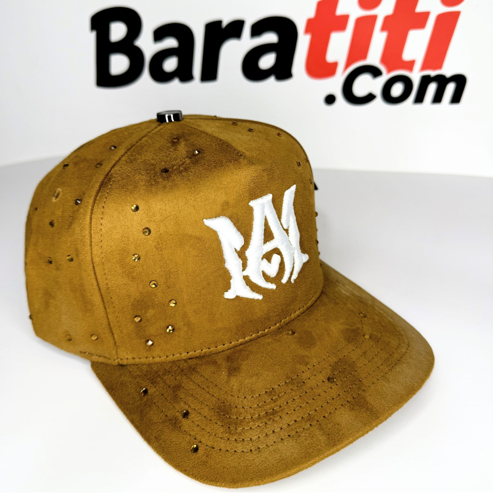Gorra AM marron stras logo bordado brillos